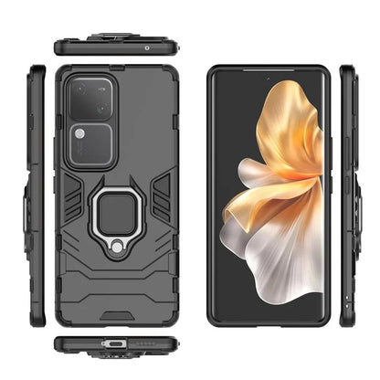 For vivo S18 5G Case Ring Kickstand PC + TPU Anti-scratch Phone Shell