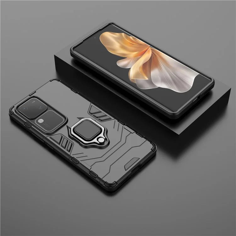For vivo S18 5G Case Ring Kickstand PC + TPU Anti-scratch Phone Shell