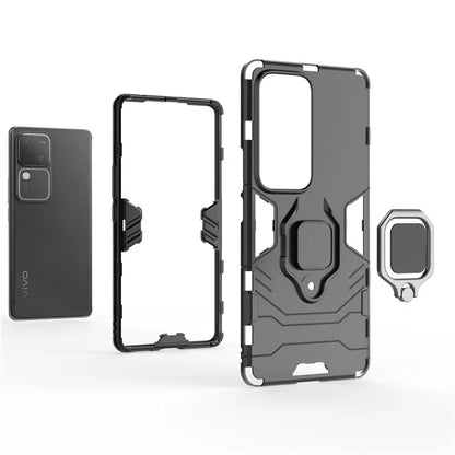For vivo S18 5G Case Ring Kickstand PC + TPU Anti-scratch Phone Shell