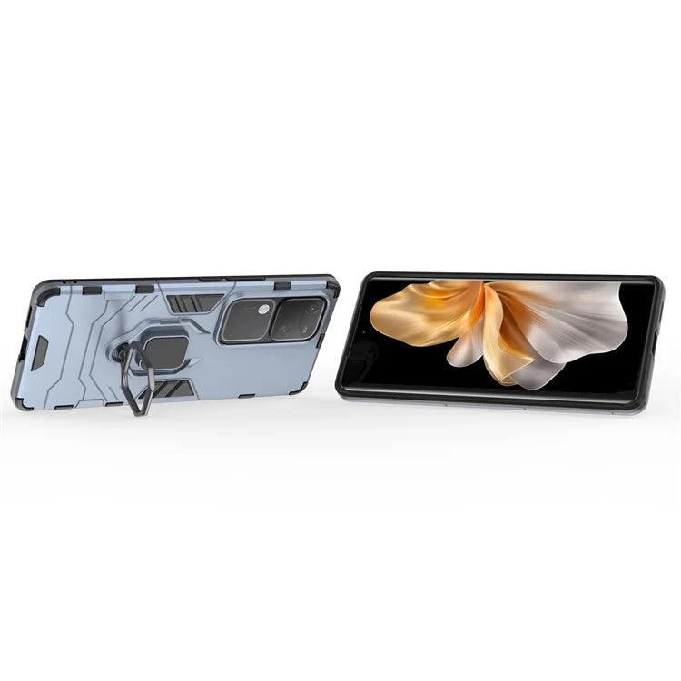 For vivo S18 5G Case Ring Kickstand PC + TPU Anti-scratch Phone Shell