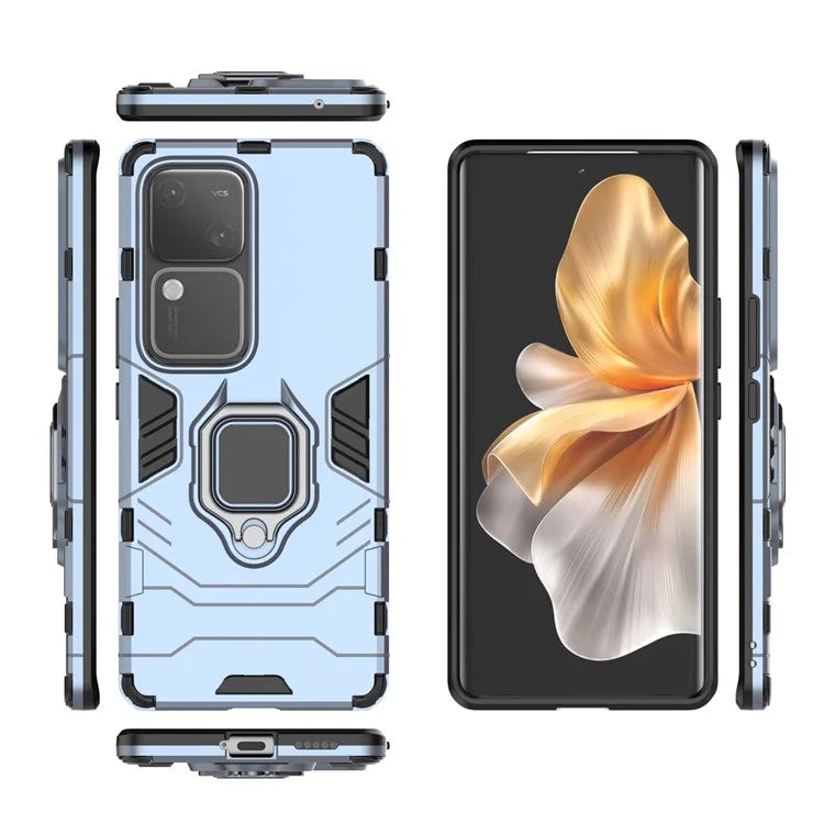 For vivo S18 5G Case Ring Kickstand PC + TPU Anti-scratch Phone Shell
