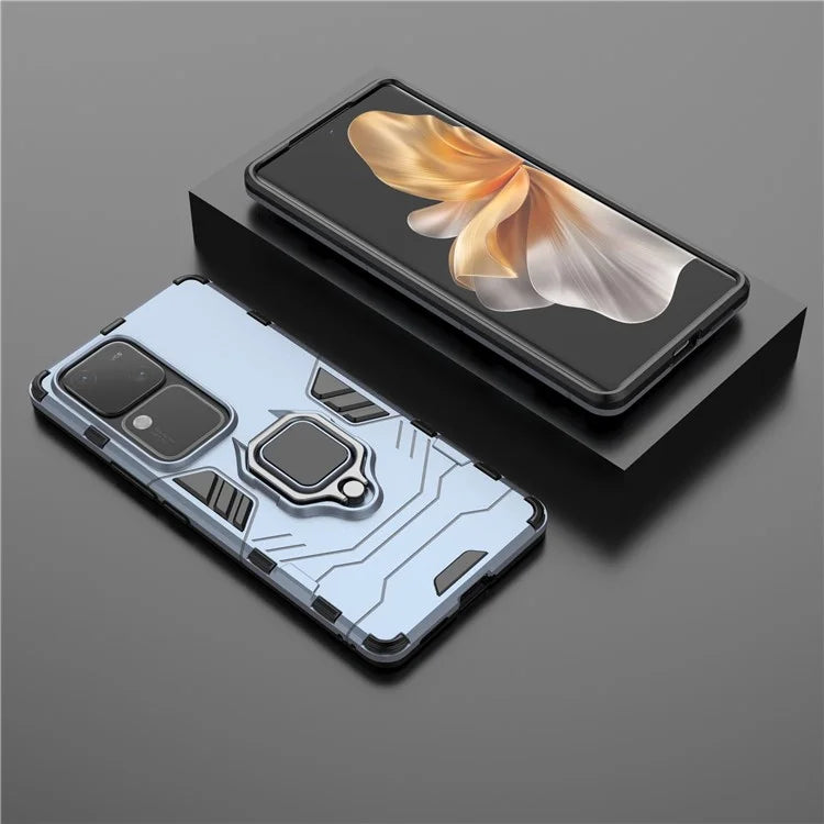 For vivo S18 5G Case Ring Kickstand PC + TPU Anti-scratch Phone Shell