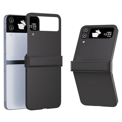 For Samsung Galaxy Z Flip4 5G Case Hard PC Carbon Fiber Texture Anti-fall Back Cover