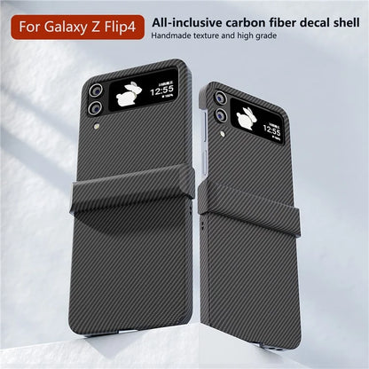 For Samsung Galaxy Z Flip4 5G Case Hard PC Carbon Fiber Texture Anti-fall Back Cover