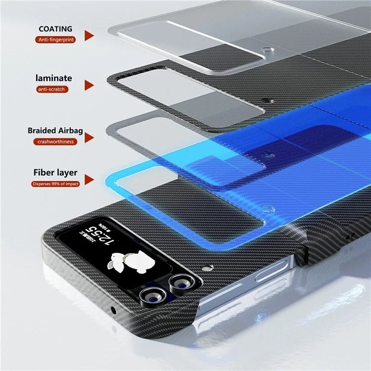 For Samsung Galaxy Z Flip4 5G Case Hard PC Carbon Fiber Texture Anti-fall Back Cover