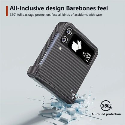 For Samsung Galaxy Z Flip4 5G Case Hard PC Carbon Fiber Texture Anti-fall Back Cover