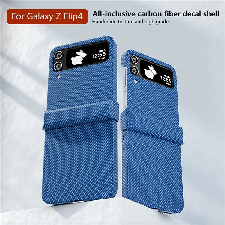 For Samsung Galaxy Z Flip4 5G Case Hard PC Carbon Fiber Texture Anti-fall Back Cover