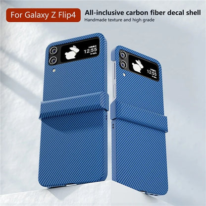 For Samsung Galaxy Z Flip4 5G Case Hard PC Carbon Fiber Texture Anti-fall Back Cover