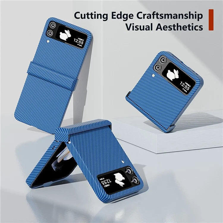 For Samsung Galaxy Z Flip4 5G Case Hard PC Carbon Fiber Texture Anti-fall Back Cover