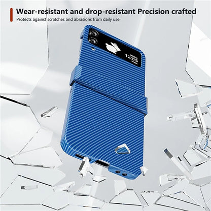 For Samsung Galaxy Z Flip4 5G Case Hard PC Carbon Fiber Texture Anti-fall Back Cover