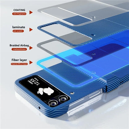 For Samsung Galaxy Z Flip4 5G Case Hard PC Carbon Fiber Texture Anti-fall Back Cover