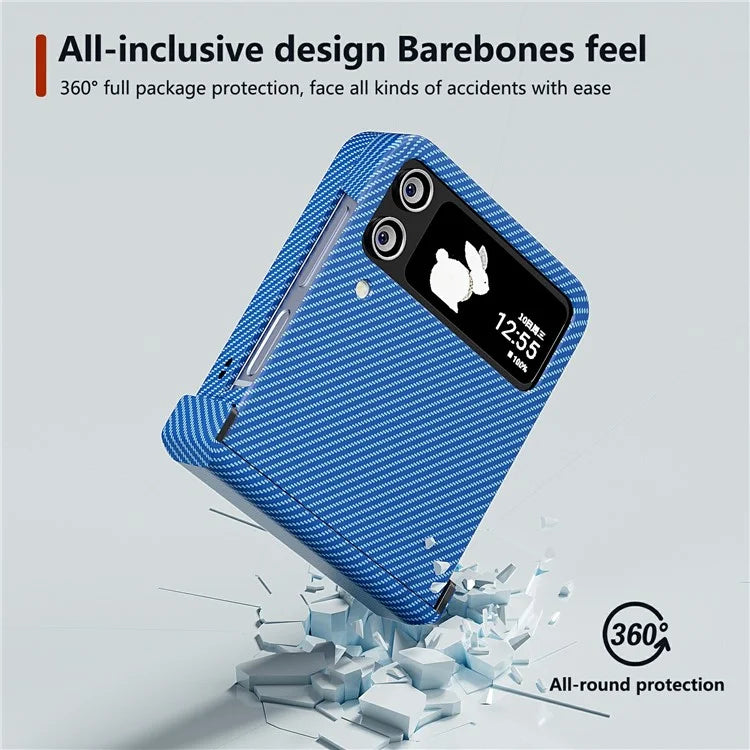 For Samsung Galaxy Z Flip4 5G Case Hard PC Carbon Fiber Texture Anti-fall Back Cover