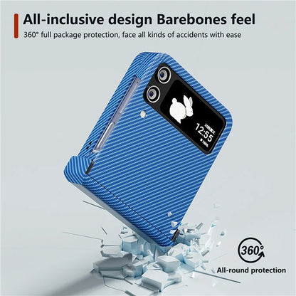 For Samsung Galaxy Z Flip4 5G Case Hard PC Carbon Fiber Texture Anti-fall Back Cover