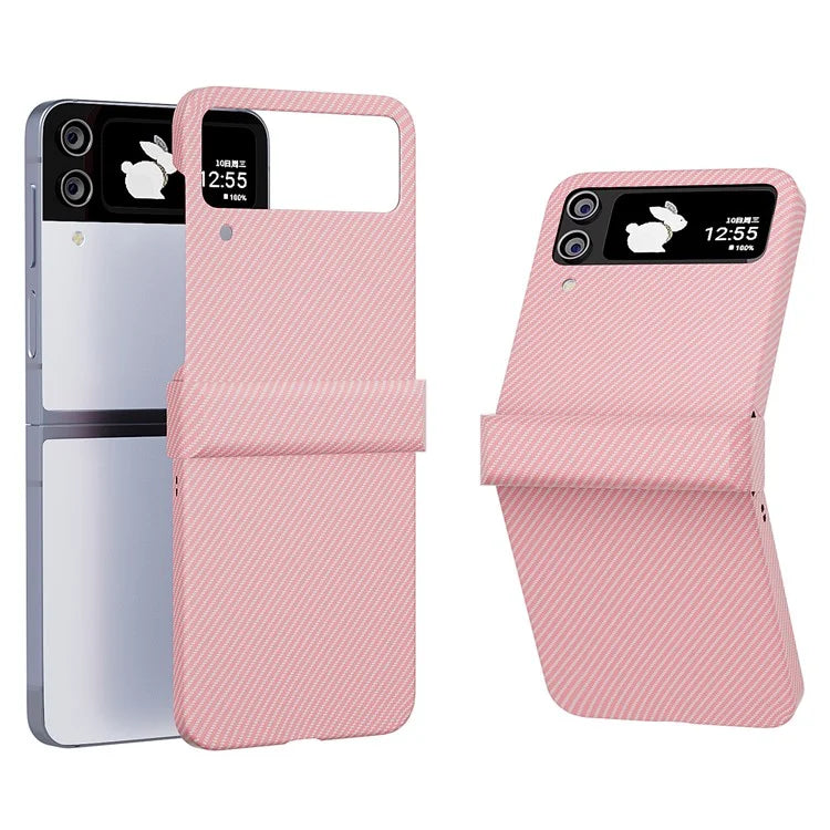 For Samsung Galaxy Z Flip4 5G Case Hard PC Carbon Fiber Texture Anti-fall Back Cover