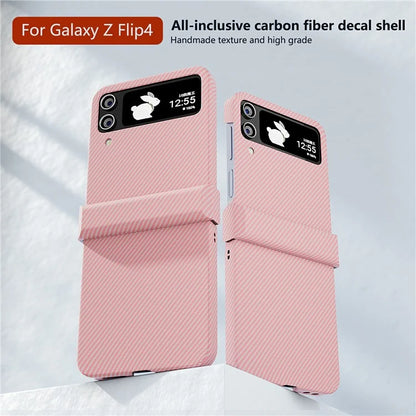 For Samsung Galaxy Z Flip4 5G Case Hard PC Carbon Fiber Texture Anti-fall Back Cover