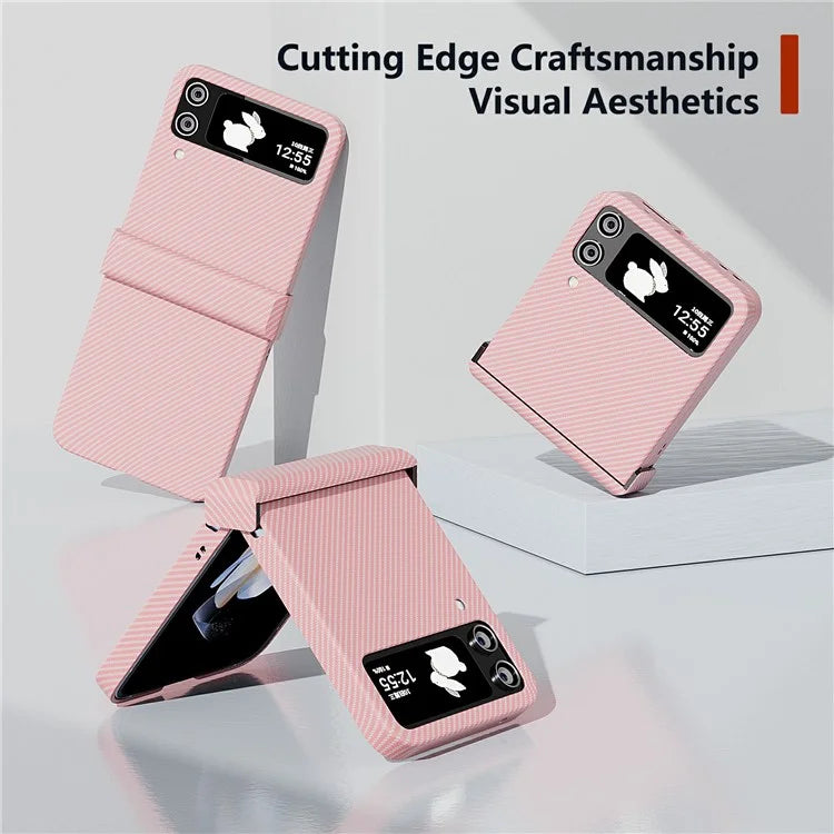 For Samsung Galaxy Z Flip4 5G Case Hard PC Carbon Fiber Texture Anti-fall Back Cover