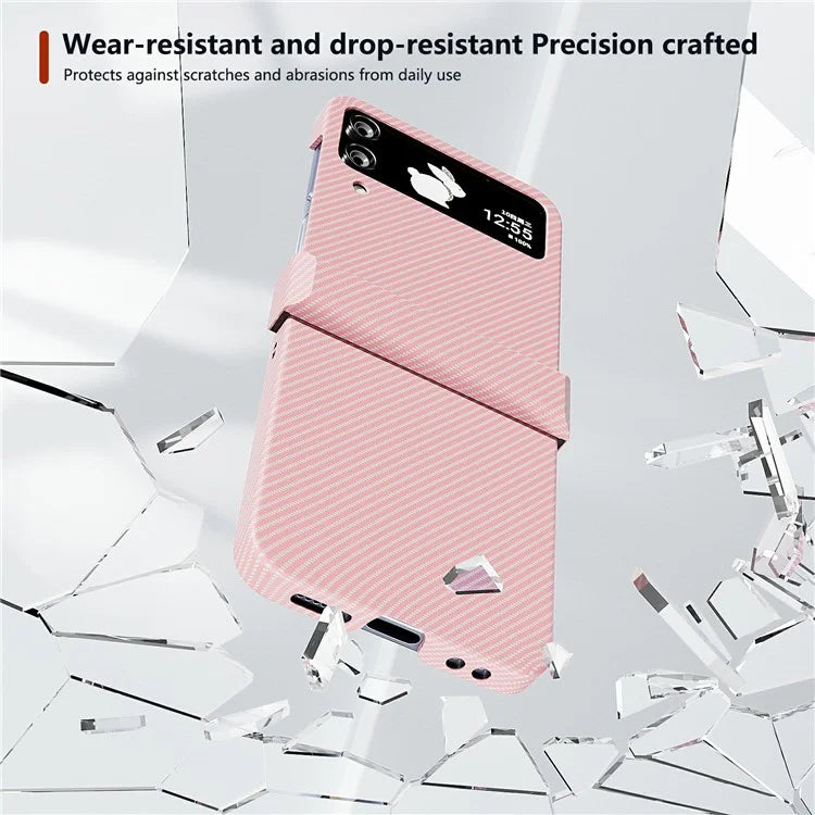For Samsung Galaxy Z Flip4 5G Case Hard PC Carbon Fiber Texture Anti-fall Back Cover