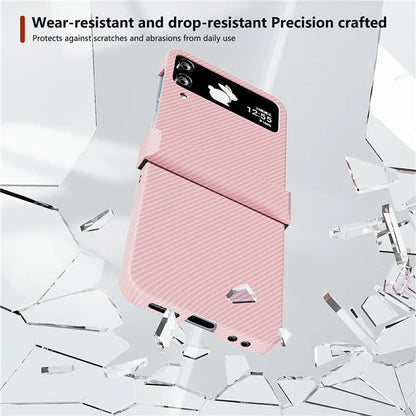 For Samsung Galaxy Z Flip4 5G Case Hard PC Carbon Fiber Texture Anti-fall Back Cover