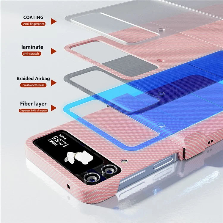 For Samsung Galaxy Z Flip4 5G Case Hard PC Carbon Fiber Texture Anti-fall Back Cover