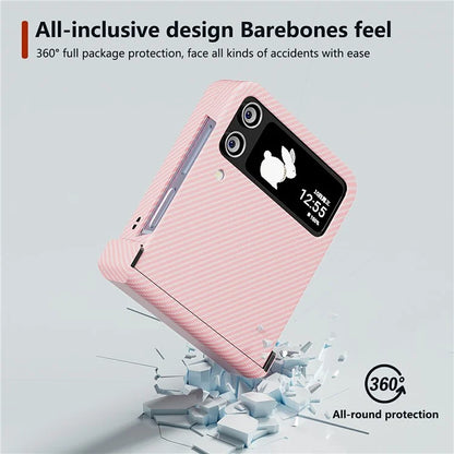 For Samsung Galaxy Z Flip4 5G Case Hard PC Carbon Fiber Texture Anti-fall Back Cover