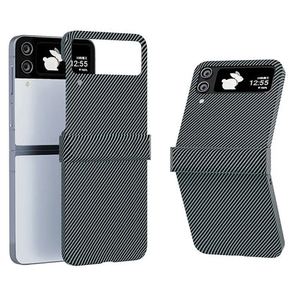 For Samsung Galaxy Z Flip4 5G Case Hard PC Carbon Fiber Texture Anti-fall Back Cover