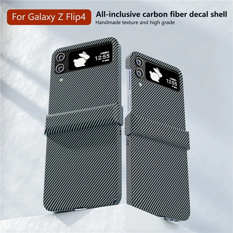 For Samsung Galaxy Z Flip4 5G Case Hard PC Carbon Fiber Texture Anti-fall Back Cover