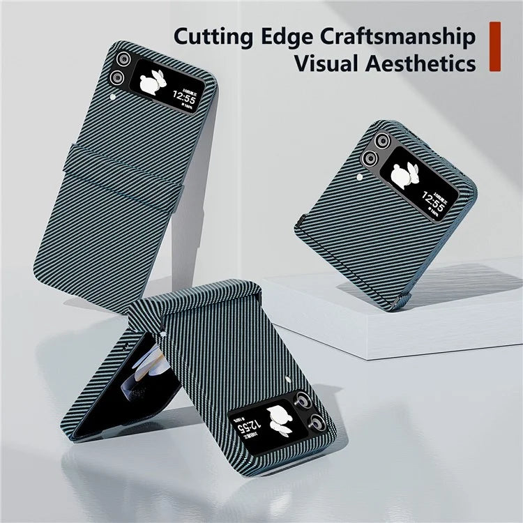 For Samsung Galaxy Z Flip4 5G Case Hard PC Carbon Fiber Texture Anti-fall Back Cover