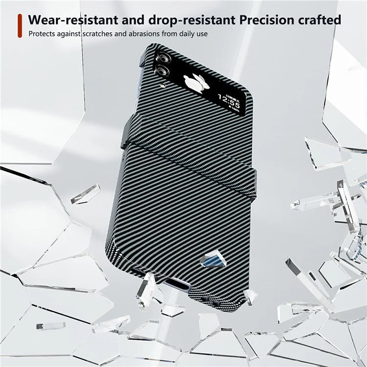 For Samsung Galaxy Z Flip4 5G Case Hard PC Carbon Fiber Texture Anti-fall Back Cover