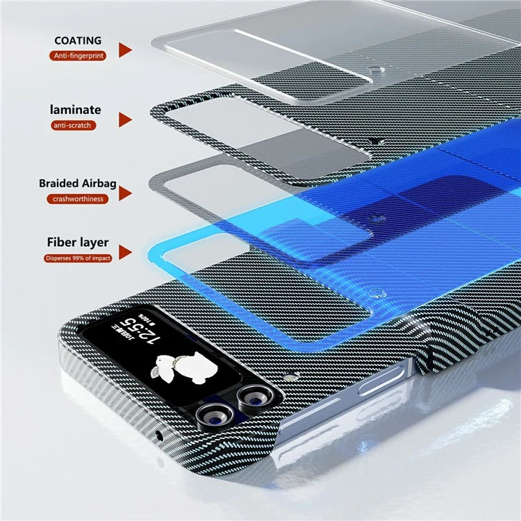 For Samsung Galaxy Z Flip4 5G Case Hard PC Carbon Fiber Texture Anti-fall Back Cover
