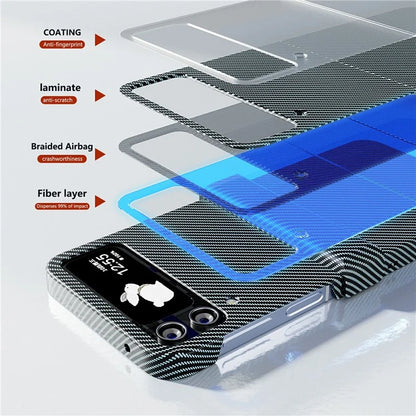 For Samsung Galaxy Z Flip4 5G Case Hard PC Carbon Fiber Texture Anti-fall Back Cover