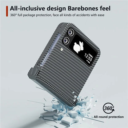 For Samsung Galaxy Z Flip4 5G Case Hard PC Carbon Fiber Texture Anti-fall Back Cover