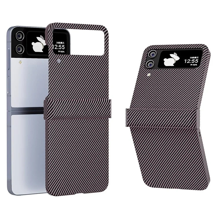 For Samsung Galaxy Z Flip4 5G Case Hard PC Carbon Fiber Texture Anti-fall Back Cover