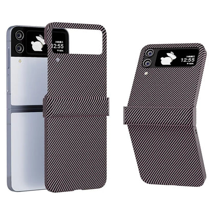 For Samsung Galaxy Z Flip4 5G Case Hard PC Carbon Fiber Texture Anti-fall Back Cover