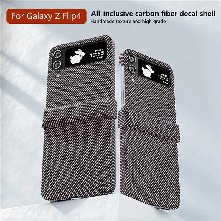 For Samsung Galaxy Z Flip4 5G Case Hard PC Carbon Fiber Texture Anti-fall Back Cover