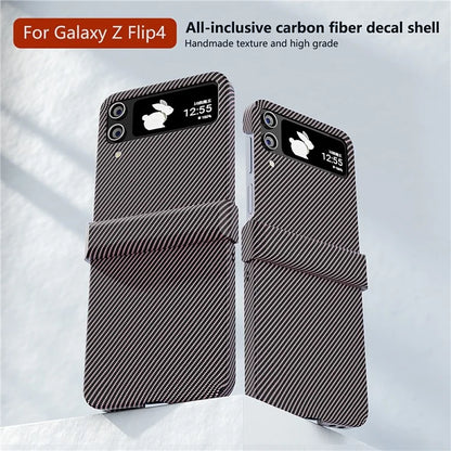 For Samsung Galaxy Z Flip4 5G Case Hard PC Carbon Fiber Texture Anti-fall Back Cover
