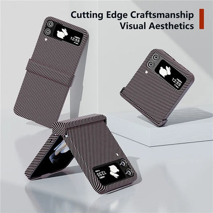 For Samsung Galaxy Z Flip4 5G Case Hard PC Carbon Fiber Texture Anti-fall Back Cover