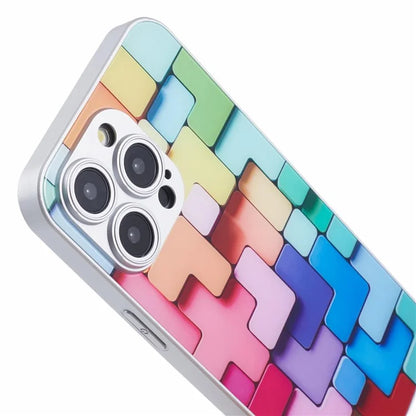For iPhone 13 Pro Max Phone Case Flat 3D Square Pattern Glass Cover