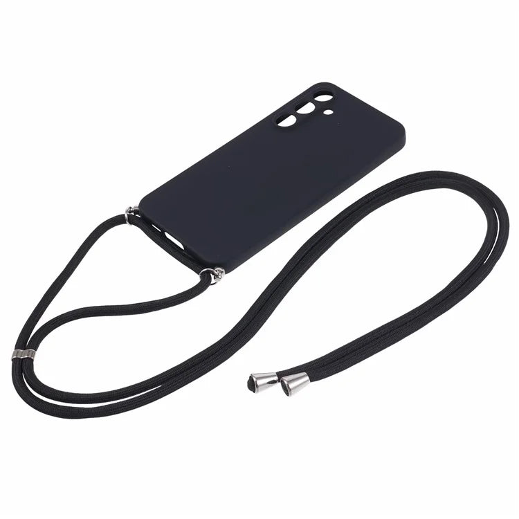 For Samsung Galaxy A55 5G Phone Case TPU Rubberized Protective Cover with Lanyard