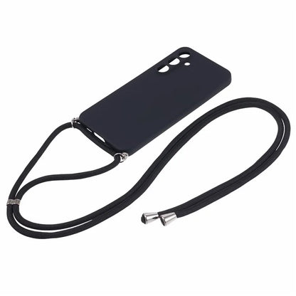 For Samsung Galaxy A55 5G Phone Case TPU Rubberized Protective Cover with Lanyard
