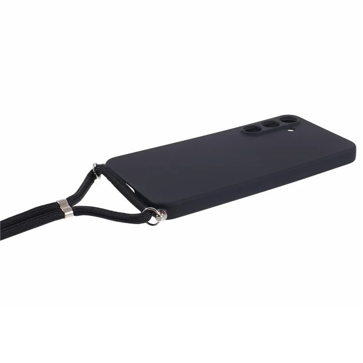 For Samsung Galaxy A55 5G Phone Case TPU Rubberized Protective Cover with Lanyard