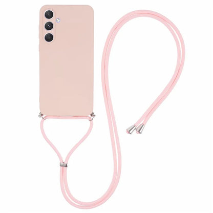For Samsung Galaxy A55 5G Phone Case TPU Rubberized Protective Cover with Lanyard
