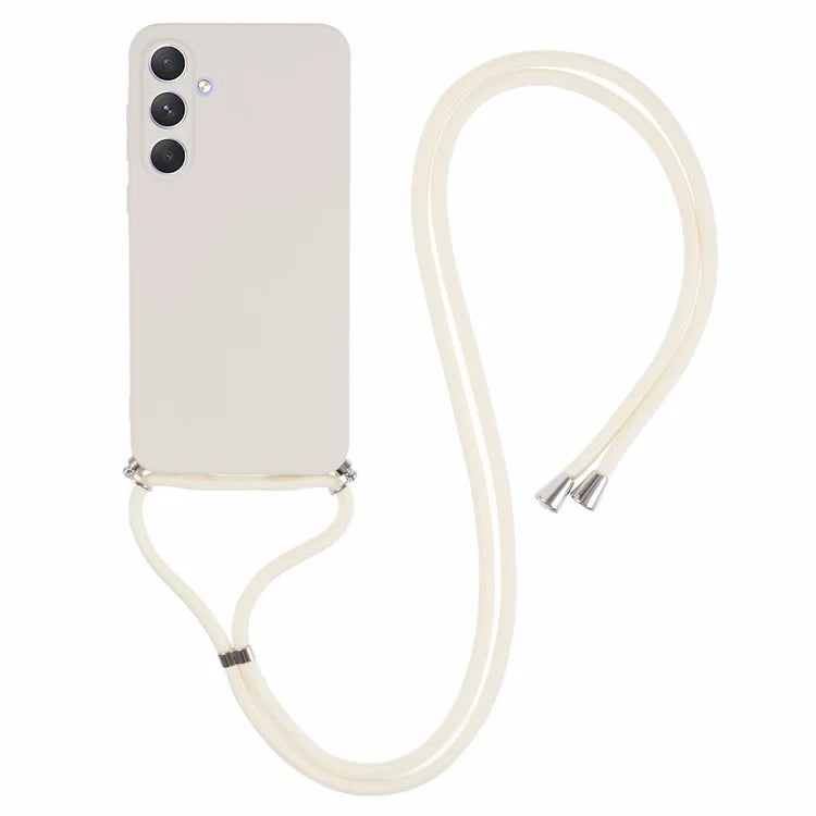 For Samsung Galaxy A55 5G Phone Case TPU Rubberized Protective Cover with Lanyard