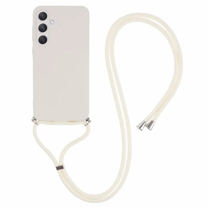 For Samsung Galaxy A55 5G Phone Case TPU Rubberized Protective Cover with Lanyard