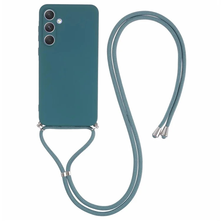 For Samsung Galaxy A55 5G Phone Case TPU Rubberized Protective Cover with Lanyard