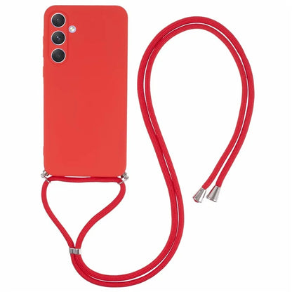For Samsung Galaxy A55 5G Phone Case TPU Rubberized Protective Cover with Lanyard