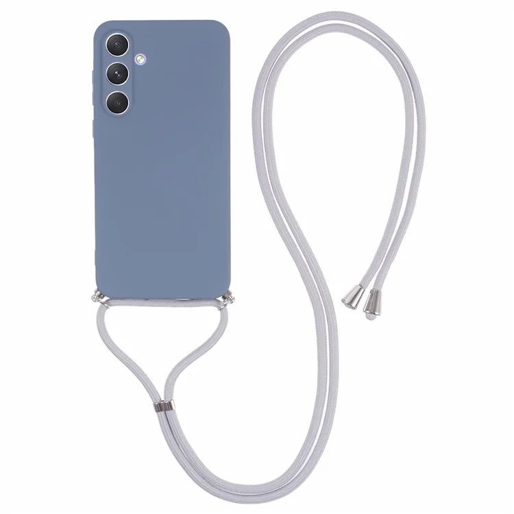 For Samsung Galaxy A55 5G Phone Case TPU Rubberized Protective Cover with Lanyard