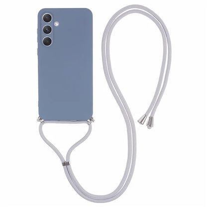 For Samsung Galaxy A55 5G Phone Case TPU Rubberized Protective Cover with Lanyard
