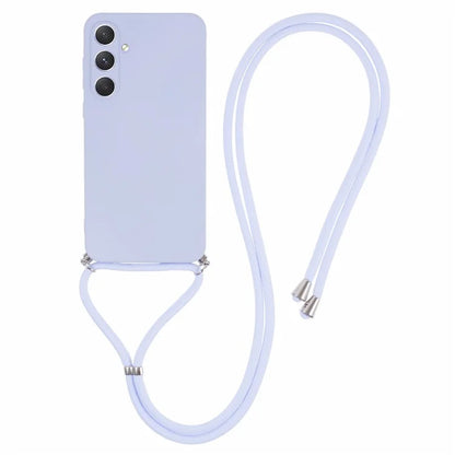 For Samsung Galaxy A55 5G Phone Case TPU Rubberized Protective Cover with Lanyard