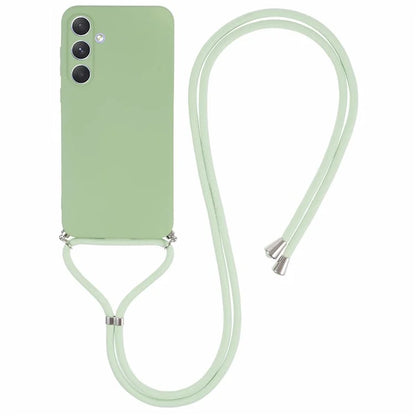 For Samsung Galaxy A55 5G Phone Case TPU Rubberized Protective Cover with Lanyard