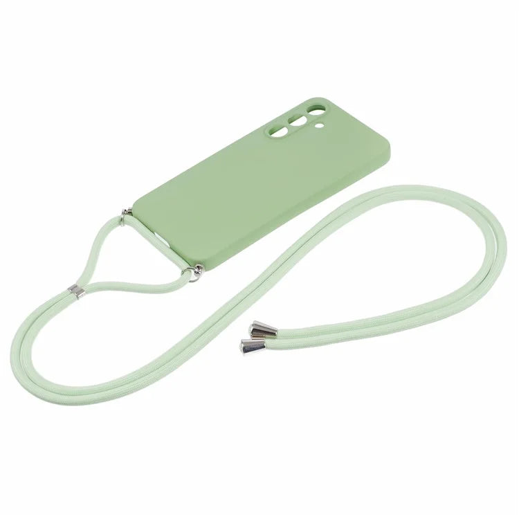 For Samsung Galaxy A55 5G Phone Case TPU Rubberized Protective Cover with Lanyard
